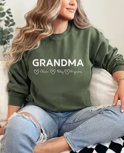 Personalized Grandma Sweatshirt with Grandkids Names on Chest, Custom Granny Sweater,Gramma Sweatshirt,Gift for Grandma, Custom Nana Hoodie