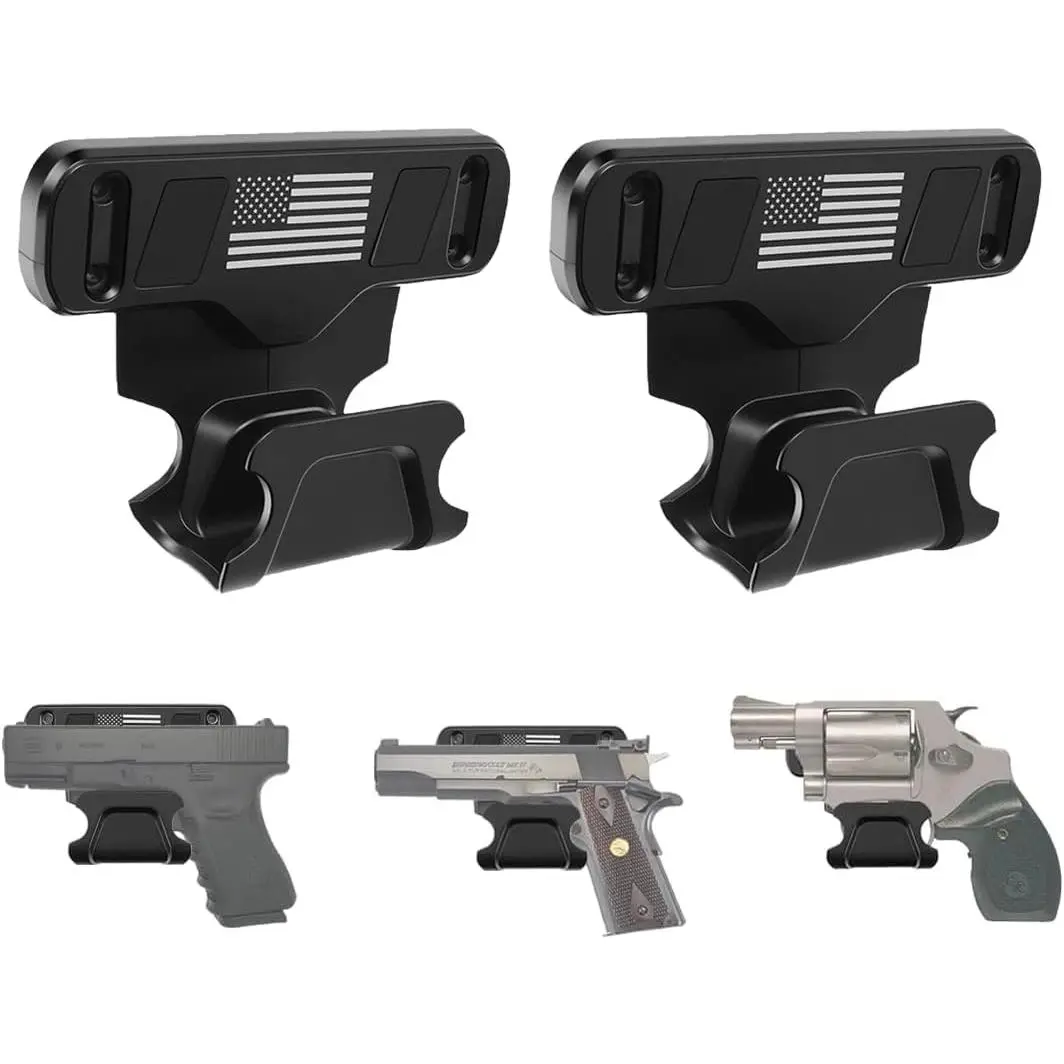 Gun Magnet, 2P Magnetic Car Holster with Trigger Guard Protection, Concealed Gun Magnet Mount for Vehicle, Truck, Safes, Walls, Heavy Duty Car Gun Holster for Pistol, Revolver, Rifle, Handgun, Shotgun