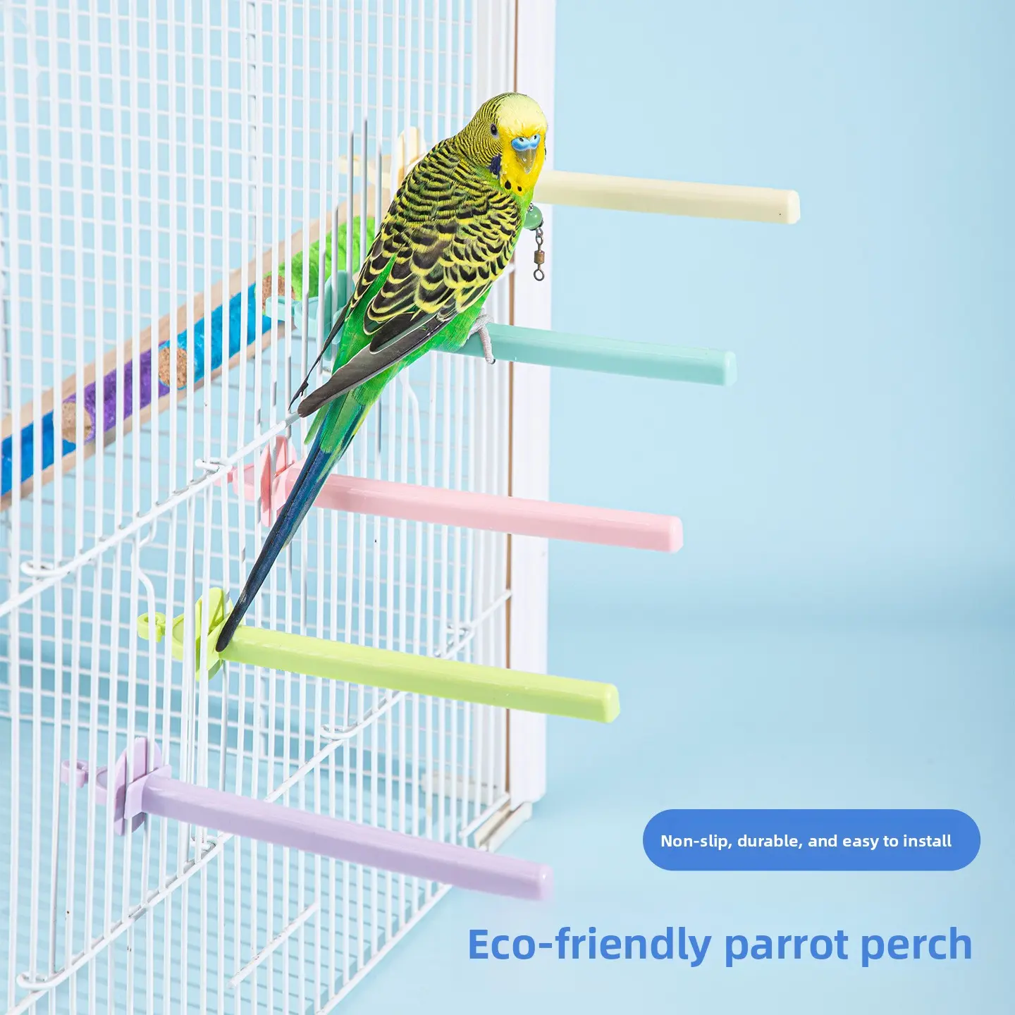 5-piece set of parrot eco-friendly perches, non-slip standing sticks,  claw and beak grinding rods, plastic platforms,  toys, birdcage accessories Cockatiel Bird Cage with Stand