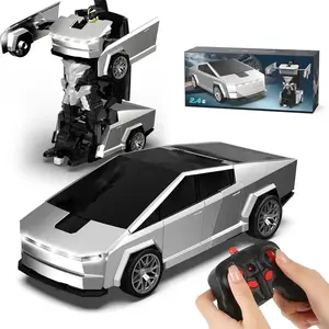 Transformable Remote Control Car Cyber Pickup Truck One Touch Transformation Rechargeable Batteries Included 2 Batteries Kids Toys Best Gift for Christmas Birthday