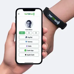 Tap Tip + Go - GoBand, NFC wearable that links to your custom profile with all your payment apps, contact info, and social media with the tap of a Smartphone. Share only what you want, when you want.
