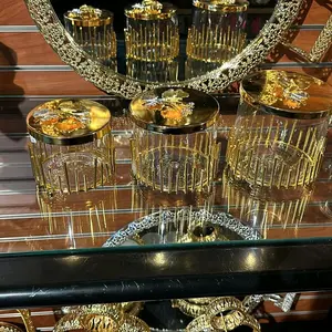 Glass with metal lid canisters With Lid Round