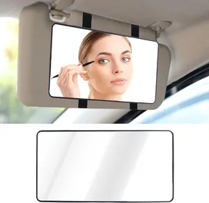 Car Visor Mirror, Sun Visor Mirror with Straps, Cosmetic Makeup Visors Mirrors for Truck Cars, SUVs, Car Mirrors Vanity for Women Girls, Universal Interior Cars Accessories(Black)