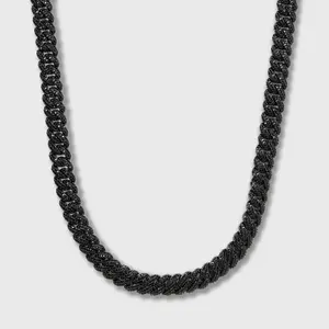IMPERIUM JEWELRY 10mm Black Sparkling CZ Iced Cuban Link Iced Out Necklace, Fashion Costume Jewelry Accessory for Chain Enthusiasts