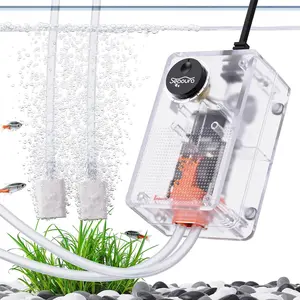 Seaoura Aquarium Air Pump Adjustable Fish Tank Air Bubbler Quiet Oxygen Fishtank Aerator Pump 2W/3W/10W for 5-300 Gallon with Air Stone & Tubing Accessories aquarium accessories Water Circulation Pump Submersible Water Pump