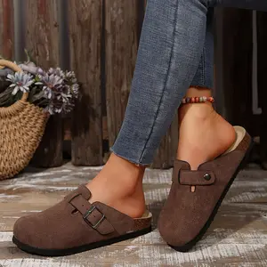 Women's Suede Clog Mules Potato Shoes with Comfort Cork Footbed - Clogs for Women Men Unisex Antislip Slippers Sandals