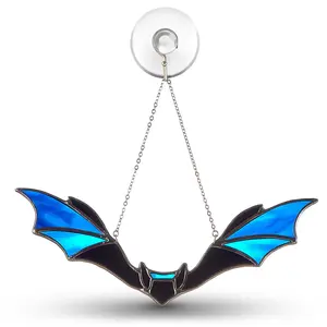 Gothic Bat Suncatcher Home Decor, Handmade Stained Glass Bat Window Hangings, Unique Halloween Window Decoration