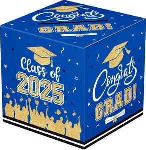 Graduation Card Box 2025 - Congrats Grad Card Boxes Holder, Blue and  Class of 2025 Graduation  Box for Graduation Party Decorations 2025 Favors Decor Supplies Props,9x 9 x 9 inches