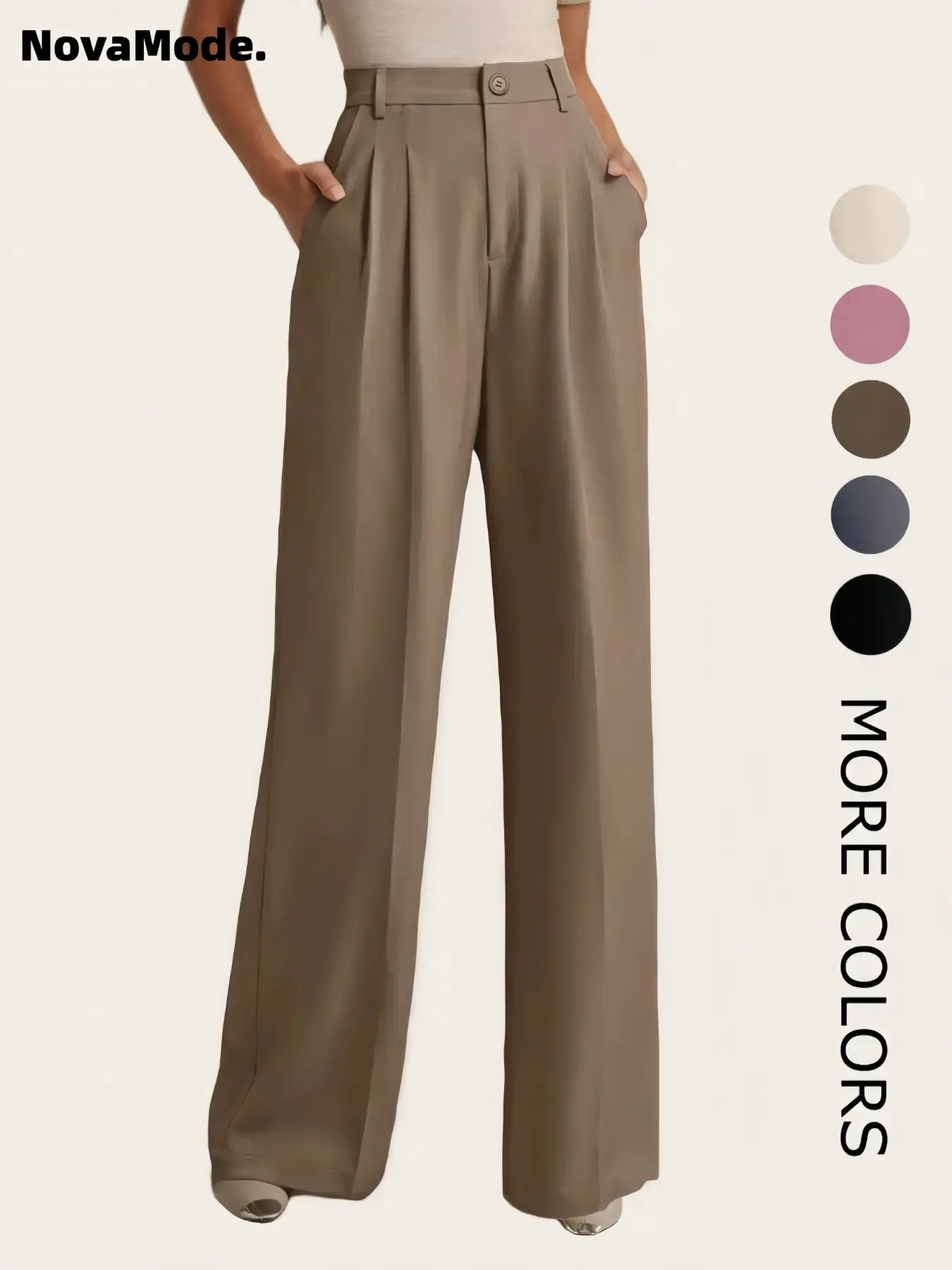 Women's Solid Pocket Pants, Comfortable Trousers, Minimalist Trousers for Work Office Daily Wear, Women's Bottoms for All Seasons, Fashion Pants, Casual Chic Bottoms, Casual Comfy Pants, Casual Style Bottoms