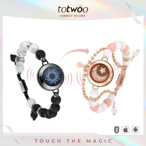 【emotional smart jewelry】totwoo Long Distance Touch Bracelets with Matching Beads Functional Love Connect Gift For Boyfriend or Girlfriend or your Family