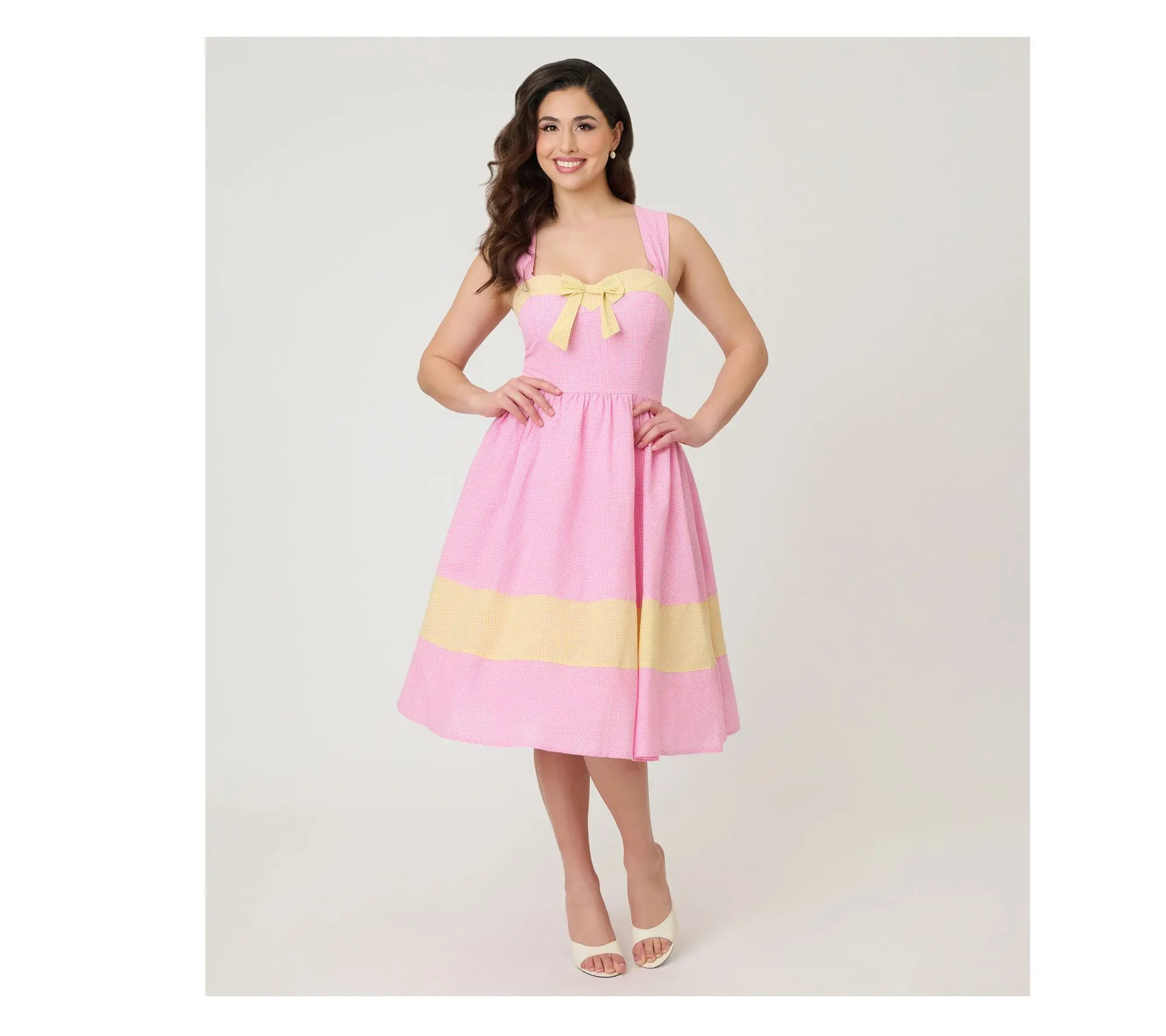 Barbie x Unique Vintage Picnic Pretty Gingham Swing Dress