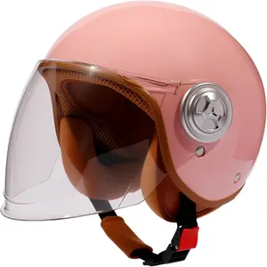 Retro Kids DOT Approved 3/4 Motorcycle Helmet with Visor,3-15 Ages Lightweight Toddler Boys Girls Open Face ATV Half Helmet for Electric Scooter Moped Dirt