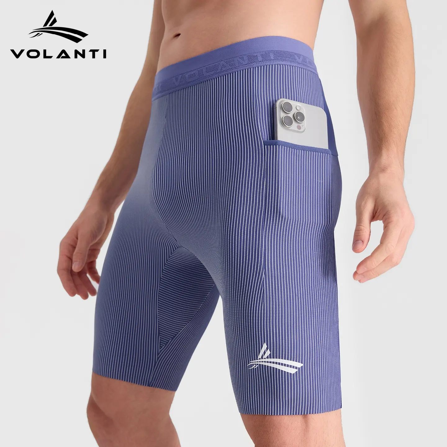 Volandi Threaded Smart-Compression Mid-Thigh Shorts – Breathable, Quick-Drying Athletic Compression Shorts for Running, Sports, and Training