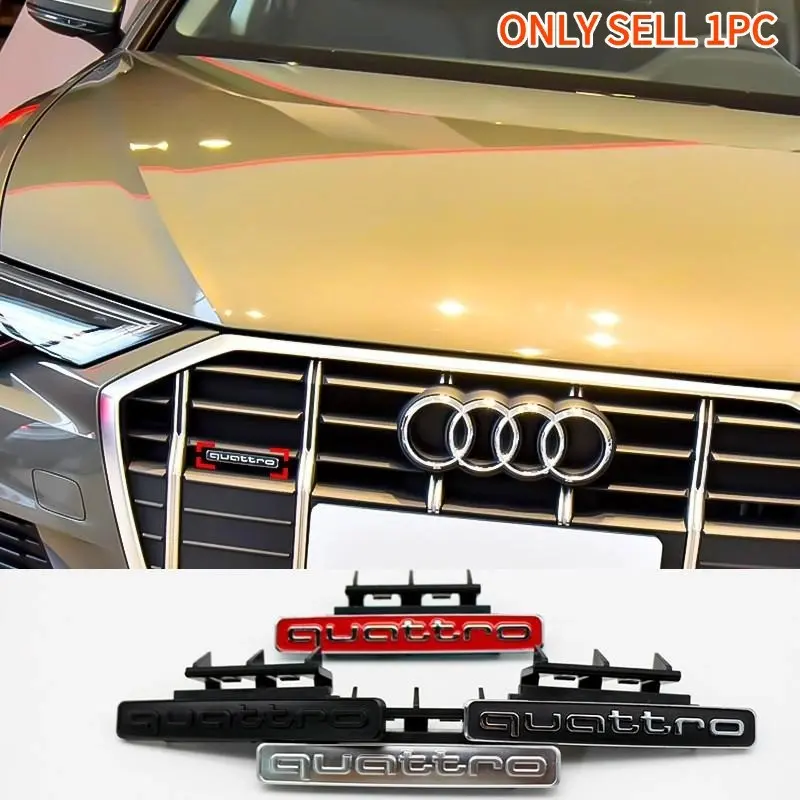 1pcs Audi Front Grille Badge, Durable Grille Emblem for A4 Quattro, A6 Quattro, Q5, Q7, S4, S6 and Rs Series Cars, High-Quality Automotive Decor, Sticker For Cars, Vehicle Decoration, Automotive Vehicle Accessory