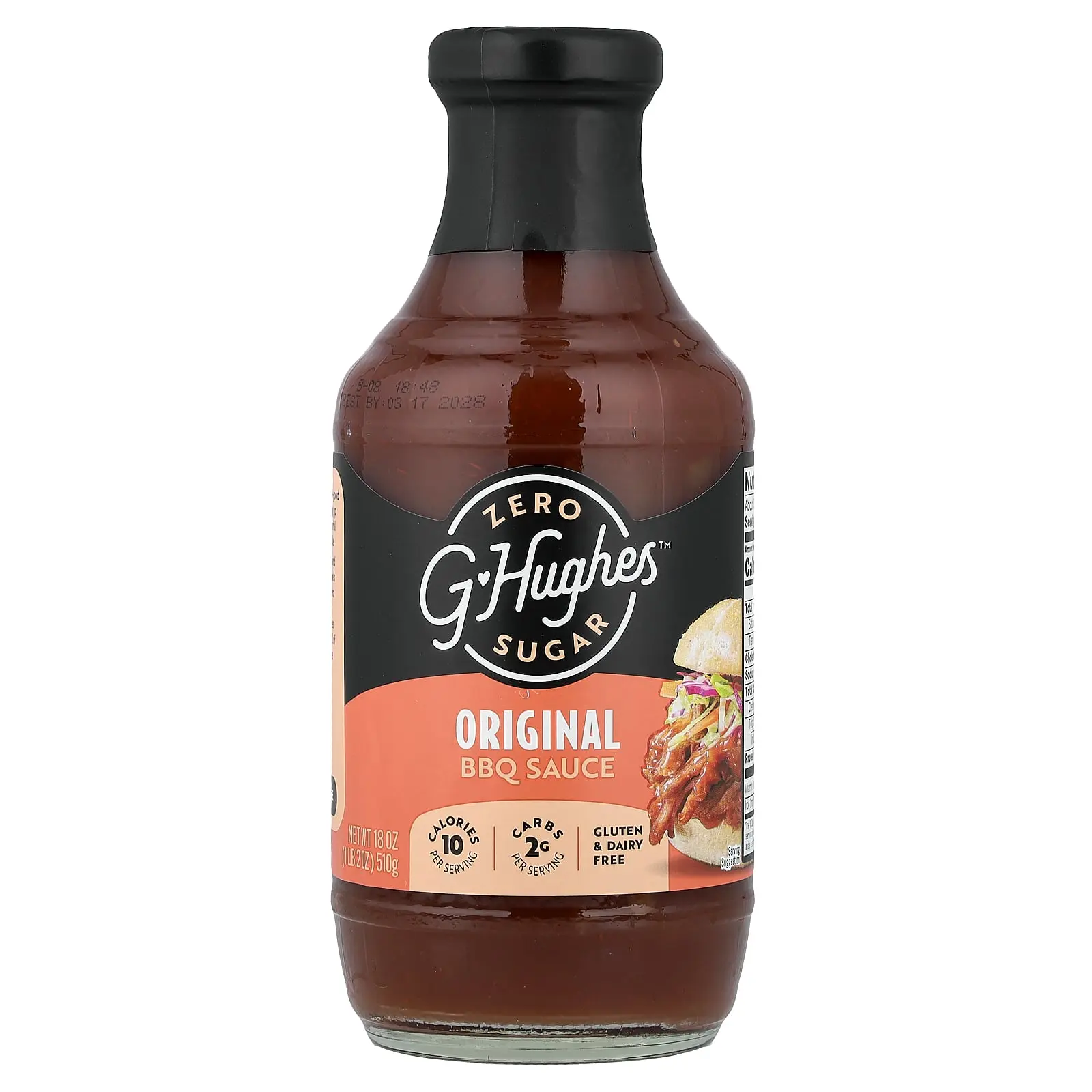 G Hughes Zero Sugar BBQ Sauce, Original, 18 oz (510 g)