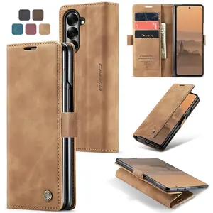 for Samsung Galaxy Z Fold 7 Smartphone Leather Case, Vintage Wallet Case Book Folding Flip Case with Kickstand Card Holders Slots Protective Cover for Galaxy Z Fold 6, Z Fold 5, Z Fold 4