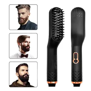 CESTVEEL Luxury Ionic Complete Beard Straightening Kit - 3-in-1 Hair Straightener Brush, Oil, Balm, Guide E-Book, Gift Box for Men (Birthday, Christmas Stocking Stuffers)
