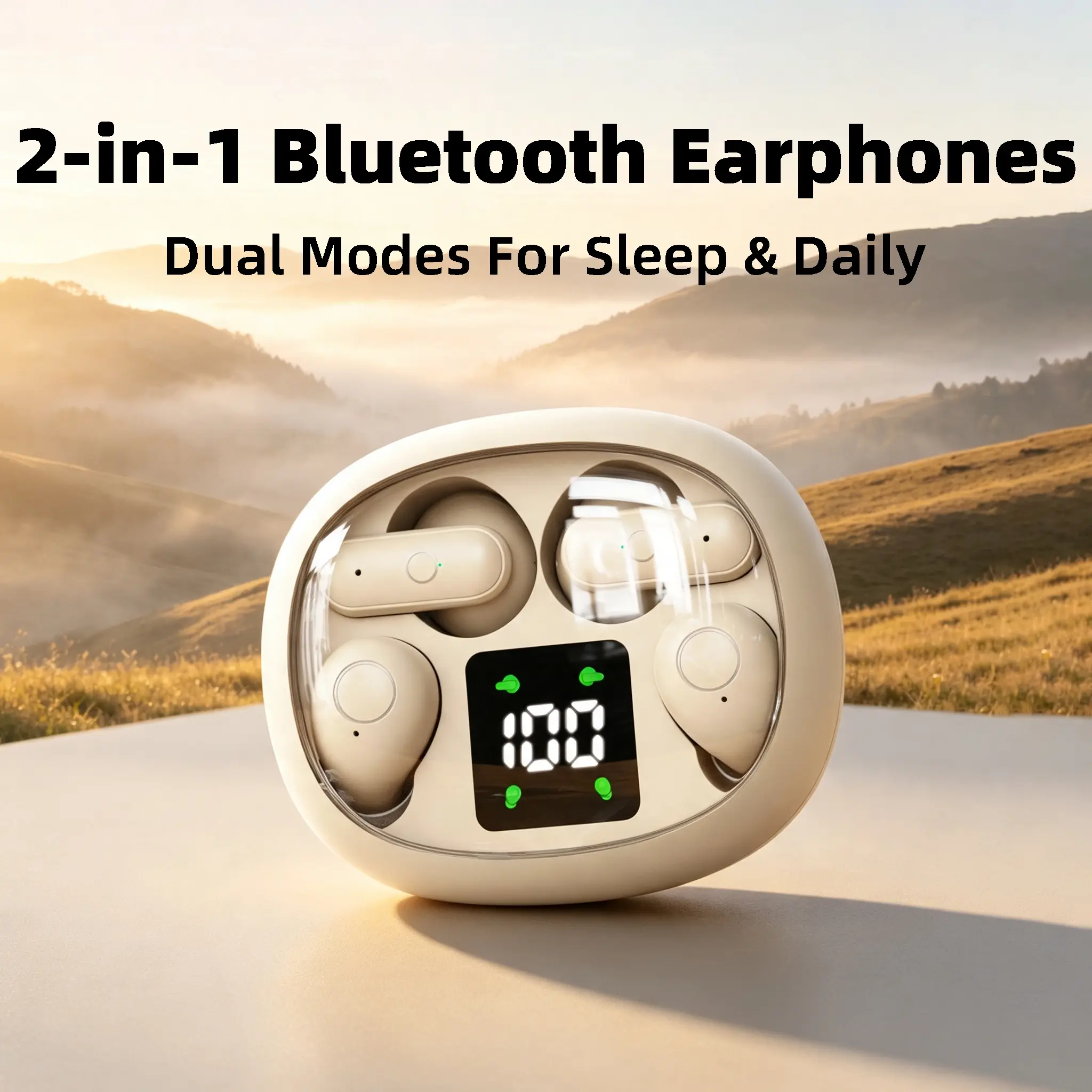 2-In-1 Hidden Bluetooth In-Ear Sleep Earbuds, Snug Fit, Long-Wearing Comfort, No Ear Ache, Clear Stereo Sound, Stable Connection, Long Playtime for Bedroom, Office Use