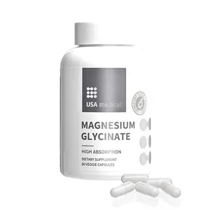 USA Medical Magnesium Glycinate - High Absorption for Deep Sleep & REM Sleep, Muscle Relaxation, Nerve Function, and Stress Relief - Essential Mineral Support Magnesium Bis-Glycinate for Over 300 Bodily Processes | 60 Capsules
