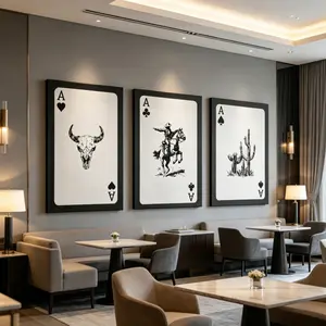 3 Counts Wood Framed Canvas Vintage Western-Inspired Wall Art, Artistic Cowboy & Bull Skull Prints, Ready To Hang, Aesthetic Room Decor, Waterproof Canvas, Artwork Wall Painting For Gift, Wall Decor for Bedroom, Living Room, Dining Room, Bathroom