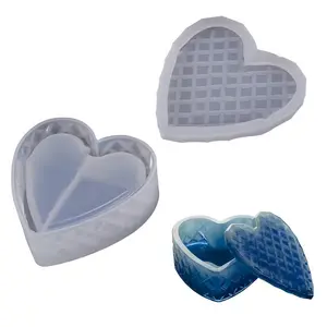 Heart Shaped Jewelry Box Silicone Mold, 1 Count Jewelry Storage Box Resin Mold with Lid, DIY Candle & Soap Making Mold for Home Decoration Crafts Soap Molds