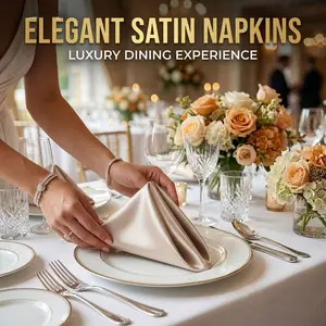 6pc High-Quality Chiffon Napkins, 3D Geometric Fold Design, Warm Champagne Color, 30x30cm, Wrinkle-Resistant, Quick Absorbent