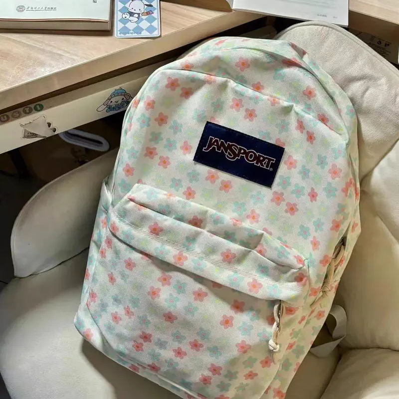 Retro Faux Leather JanSport 15-in Laptop Backpack, Large Capacity, Waterproof, Unisex, with Zipper & Padded Sleeve, for School & Commuting