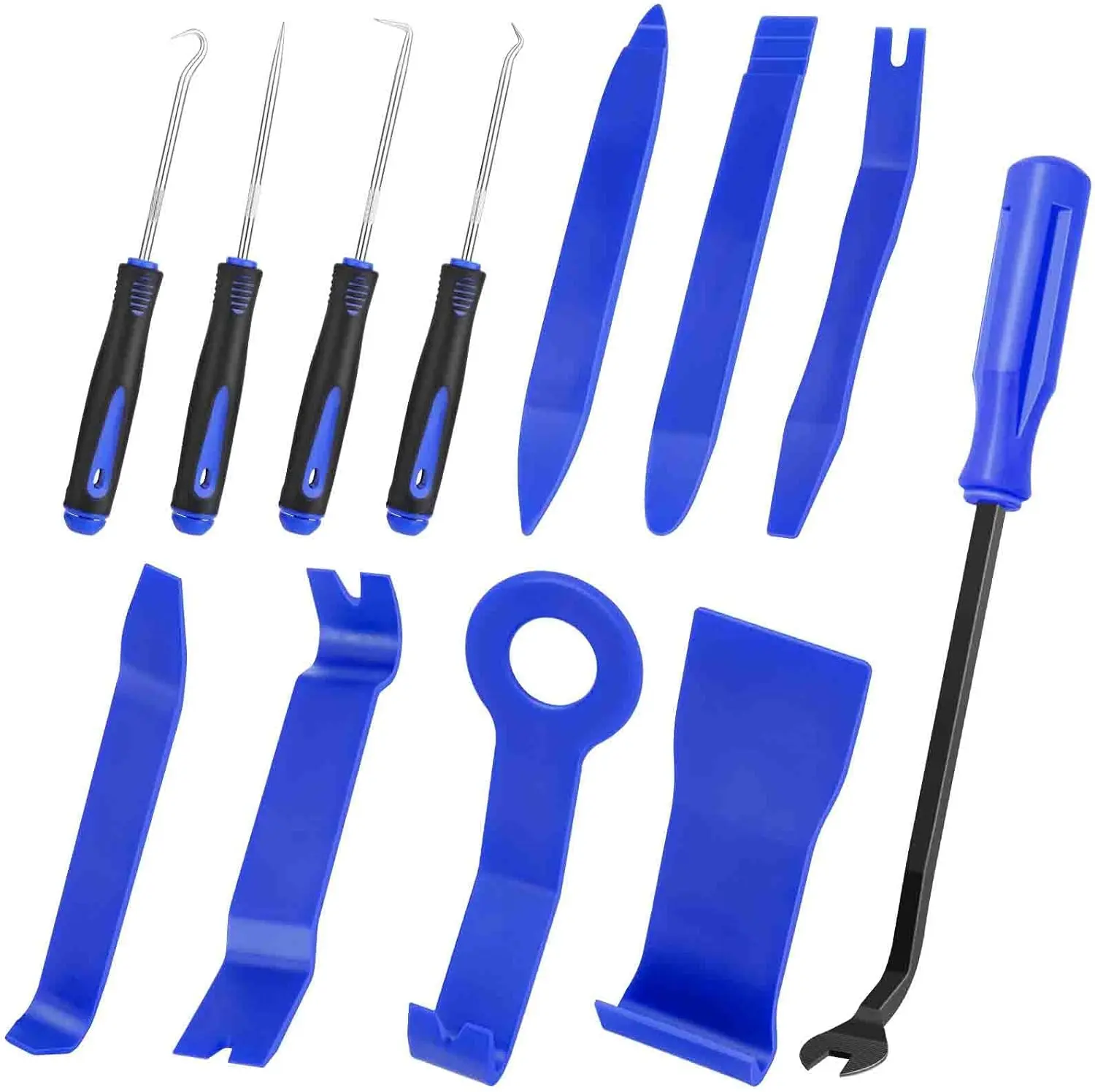 12 Pcs Auto Trim Removal Tool Set,Plastic Pry Tool Kit,Blue Prying Tool,Car Door Panel Clip Revmoal Tool,Fasteners Remover,Hand Tools Kits