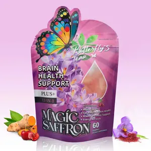 Butterfly's Tear Magic Saffron Gummies 12-in-1 Blend Supplement, with Saffron, Magnesium, Ashwagandha, and Pumpkin Seed – Supports Brain Function, Improves Mood and Sleep, Boosts Energy – Mixed Berry Flavor – 60 Gummies