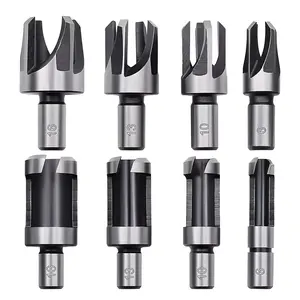 8pcs Wood Hole Plug Drill Bit Set, High Carbon Steel Tools, Softwood Dowel Handle, Suitable for Woodworking Cutting, Multiple Sizes 6mm 10mm 13mm 16mm