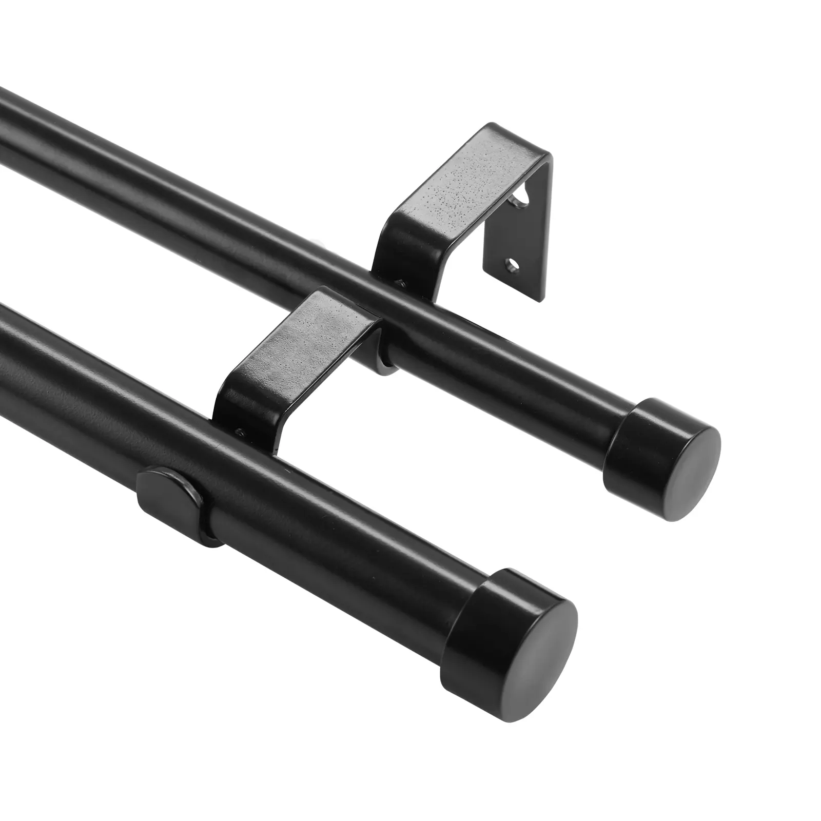 【Summerfinds】VEVOR 1 Inch Double Curtain Rods 36 to 72 Inches(3-6ft),Drapery Rods for Windows 24 to 68 InchesTelescoping Dual Curtain Rod with Round FinialsBlack