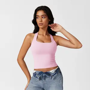 MFVIM Women's Sports Tops Casual Work Vest Basic Tank Top 2025 Summer Camisole Tank Slim Sleeveless Top Skinny Womenswear Sakura Pink Workout Activewear Gymclothes workout tops gym shirts sporty