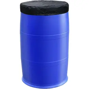55 Gallon Stretchable Adjustable Waterproof Drum Cover with Drawstring for Water Rain Barrel, Trash Can and Water Storage Barrel