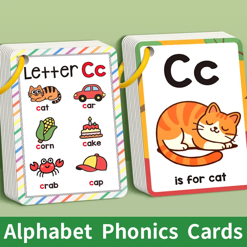 Alphabet Phonics Learning Cards, 27pcs Educational Toy Set for Kids, English Language Study & Practice, Vocabulary Flashcards, Letter Flash Cards, Word Cards and Visual Stimulation Cards, Perfect Gift Idea