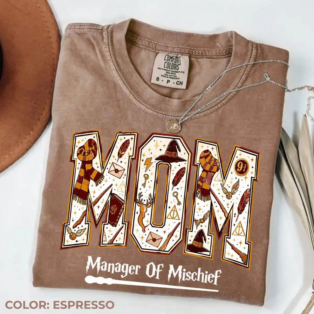 Comfort Colors Magical Mom Halloween T Shirt, Fantasy Mom Gift, Wizard Family Graphic Tee, Mom Manager Of Mischief Shirt, Unisex Garment-Dyed Tee, Classic Streetwear