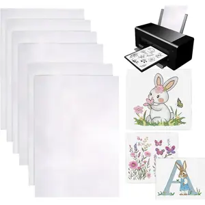 Sticky Water Soluble Embroidery Stabilizer Printable Paper 6 count 8.5"x11" - Stick and Stitch Embroidery Paper Wash Away  for Hand & Machine Transfer Patterns Backing