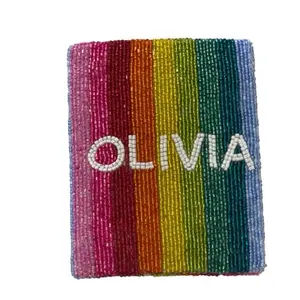 Custom beaded passport holder with name display