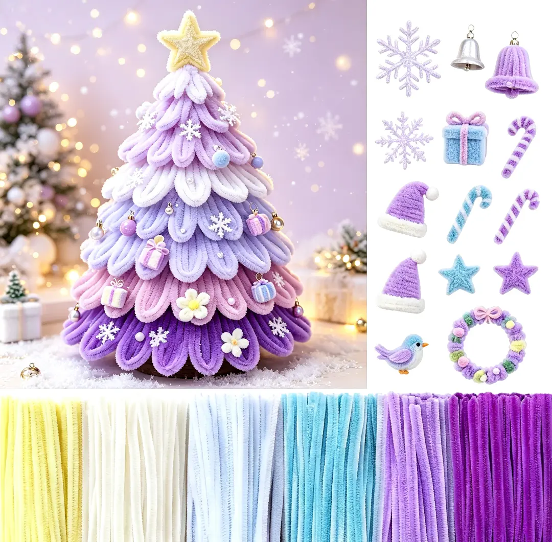 500‑Piece 12 Inch(30cm) Flexible Durable Chenille Stems, Assorted Bright Colors, Christmas DIY Art Craft Supplies for Xmas Ornaments, Home Decor & Valentine’s Day Gifts