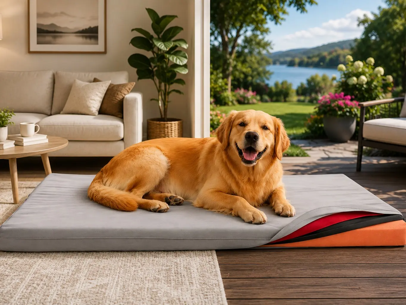 MagicPetBed Large Solid Color Pet Bed, 4-in-1 Design, Layers, Durable for Dogs & Cats, Water & Odor Resistant, Thick Foam inside,
