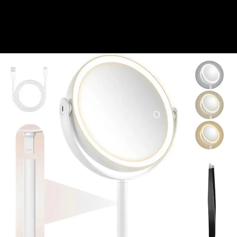 LED Smart Compact Portable Vanity Mirror with Built-in Lights - Multi-Functional Light-Emitting LED Handheld Mirror, Desktop Dressing Table Option, Student-Friendly for Haircare & Makeup, Room Decor Piece, Led Handheld Mirrors