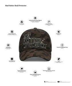 Mad Hatter Skull Protector - "THEY CAN'T TAKE MY DANCE AWAY" Baseball Cap, 400 HZ Cotton, Adjustable Snapback Strap.