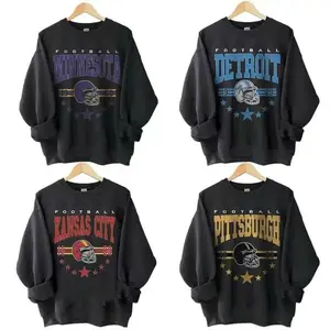 Vintage Football All Team  Crewneck Sweatshirt – Retro Game Day Graphic Pullover for Football Fans
