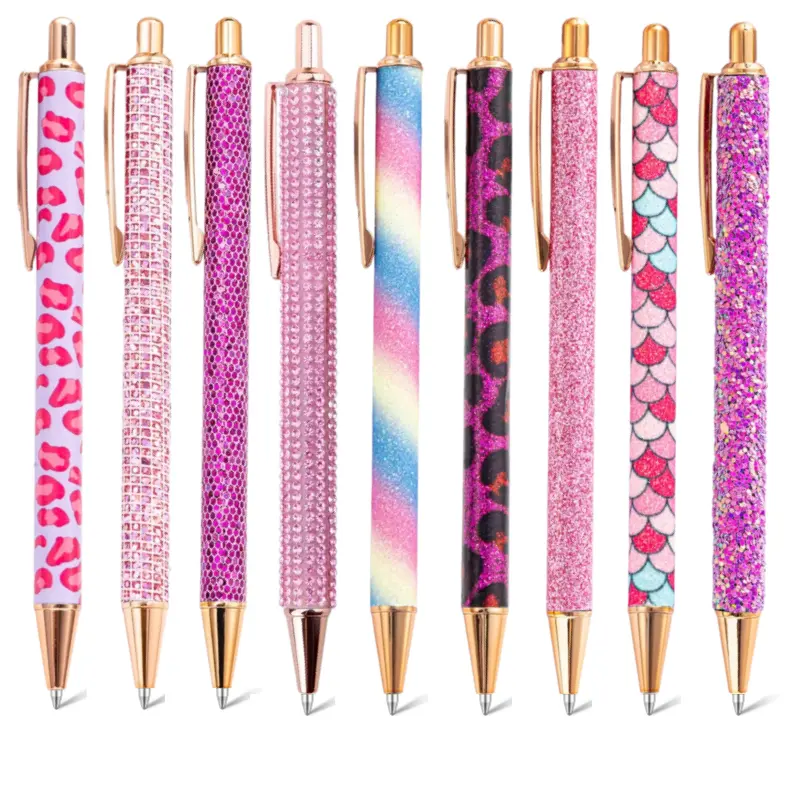 9pcs Glitter Sparkly Fancy Pens, Women's Writing Tools, Office & School Supplies, Ideal Christmas & Graduation Gifts, None