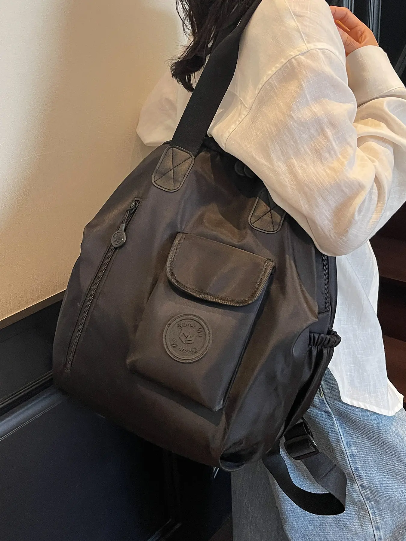 Large capacity backpack, solid color and clean color backpack, zipper closure, fashionable and versatile, casual and simple, suitable for students, campus travel, work commuting, shopping, men's and women's backpacks