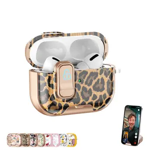 Case For Airpods Pro3/2/1 4 with Lock & Phone Stand Function, Leopard Flower Bow Puppy Cat Daisy Design Shockproof Protective Hard AirPod Cover for Women Men with Keychain