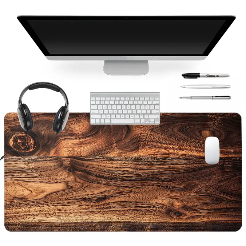 Extra Large Brown Wood Grain Rustic Gaming Mouse Pad, Desktop Accessory, Computer Desk Accessories, 35x16 Inch Computer Keyboard Desk Pad Suitable for Families, Offices, Schools. Perfect Gift for Family & Friends