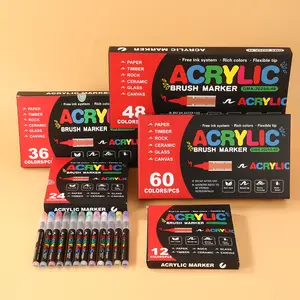 72-Color Professional-Grade Direct Liquid Acrylic Art Marker Pens, No-Press, Waterproof Brush Markers, Soft Tip, Large Capacity for DIY Scrapbooking & Stamping