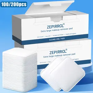 100/200Pcs Disposable Square Cotton Pads, Facial Cleansing & Makeup Remover Pads. 3-layer thickened design, soft texture with no friction. Perfect for daily makeup removal, skincare and nail polish removal. 100pcs per box, 7*6cm.