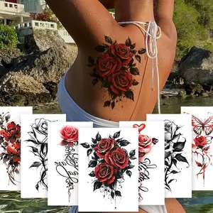 7 Sheets Realistic Floral Temporary Tattoos, Long Lasting Body Art with Roses, Peonies, Butterflies, Easy Application Removal for Women, Temporary Tattoo Stickers