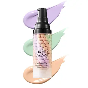 3-in-1 Color Correcting Primer SPF 50 PA+++ Sunscreen, One-Step Color Adjusting Primer, Pore Blurring and Brightening Base Makeup, Oil Control and Moisturizing, Skin Tone Correction, Skin Brightening, Springtime Colorful Mother's Day Gift
